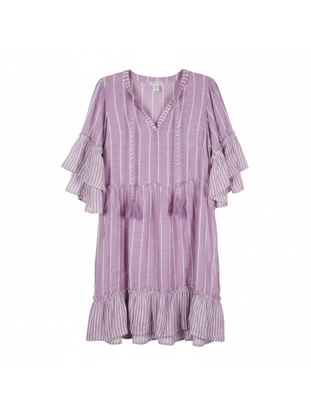 Tribal Jeans Dress Petite Small Women's Boho Ruffle Spring Pastel